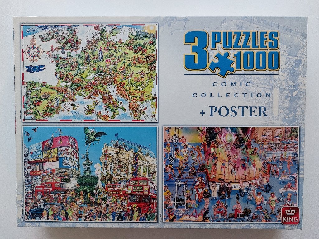 King puzzel Comic Collection 3 x 1000 stukjes, Ophalen of Verzenden, 500 t/m 1500 stukjes, Zo goed als nieuw, Legpuzzel