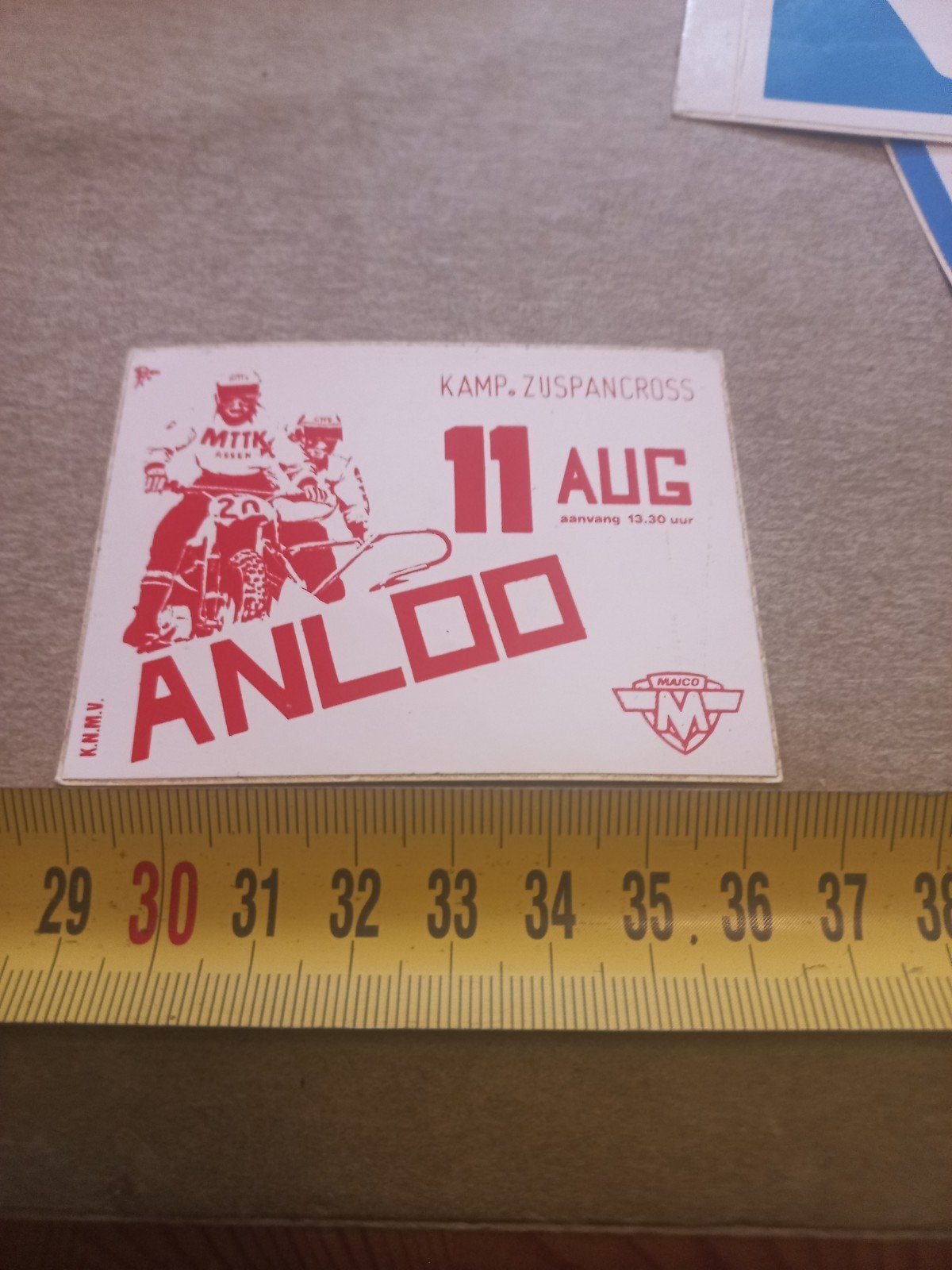 Vintage K.N.M.V. Kamp. Zijspancross Anloo Sticker, Verzamelen, Ophalen of Verzenden, Gebruikt, Sport