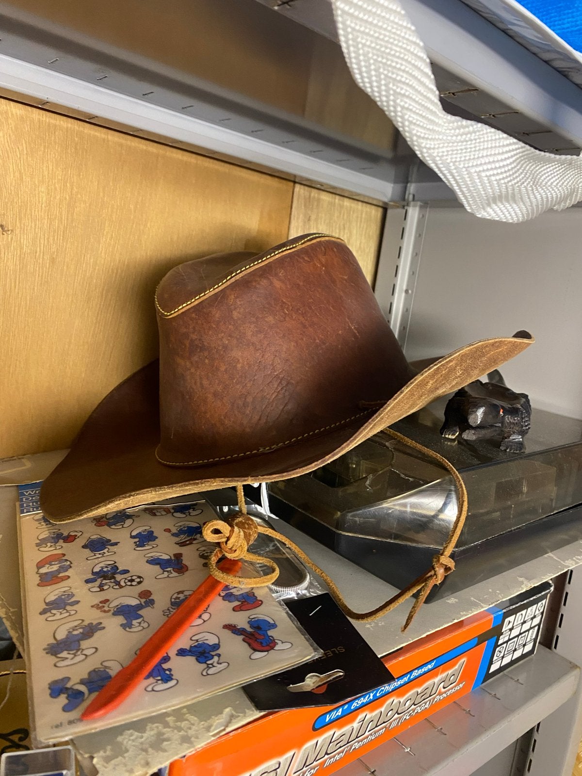 Stoere Leren Cowboy Hoed - Bruin, Ophalen of Verzenden, Gedragen, One size fits all, Hoed