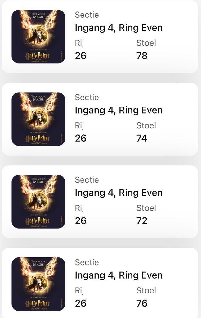 Vanavond Harry Potter en het vervloekte kind 4 tickets, Drie personen of meer, Maart