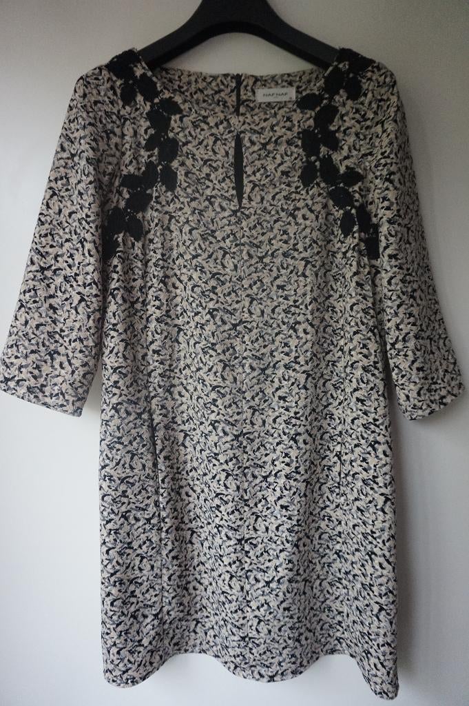 Naf Naf jurk tuniek beige zwart grijs mt 38 / S M - NAFNAF, Kleding | Dames, Maat 38/40 (M), Zwart, Ophalen of Verzenden, Zo goed als nieuw