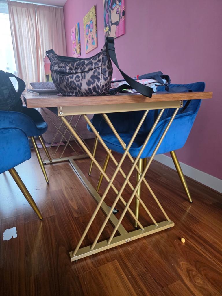 Bureau/eettafel met gouden onderstel, Huis en Inrichting, Tafels | Statafels, Ophalen of Verzenden