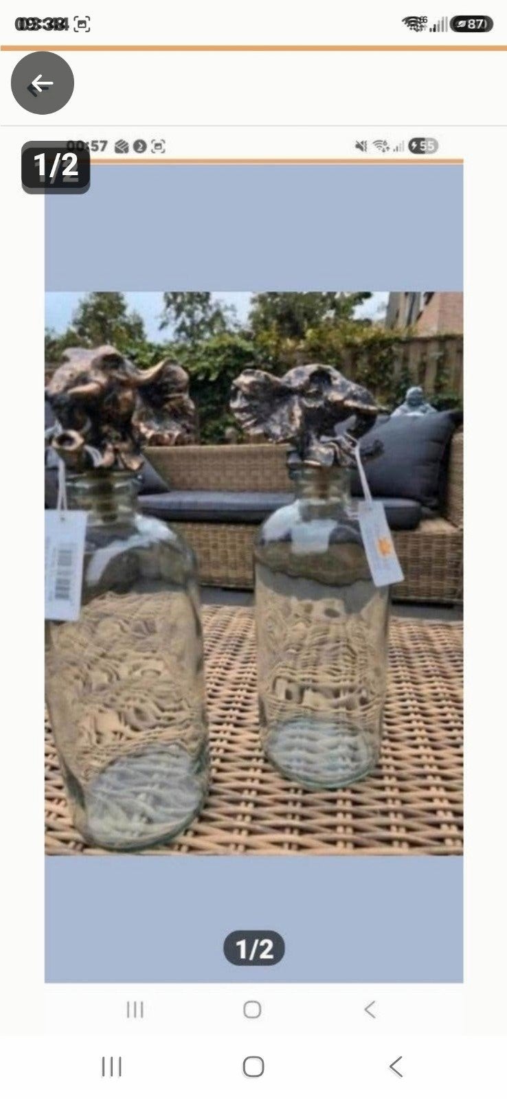 Deze set van twee decoratieve glazen flessen, Ophalen of Verzenden, Nieuw