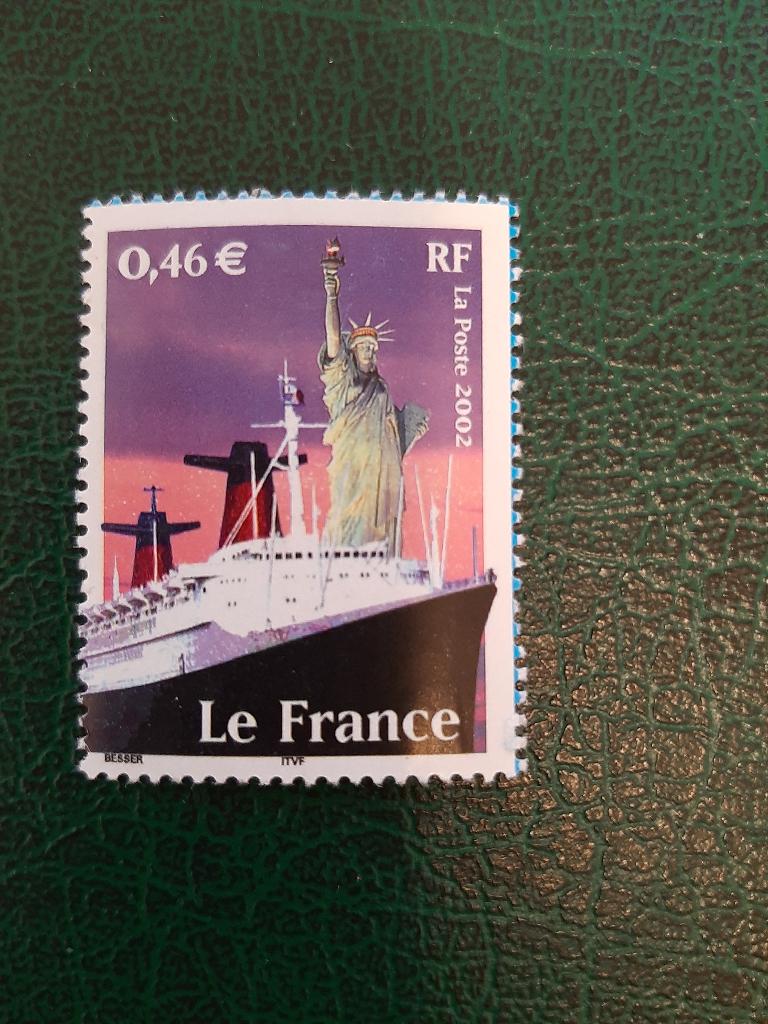 2002 Frankrijk schip, vrijheidsbeeld, Postzegels en Munten, Verzenden, Postfris