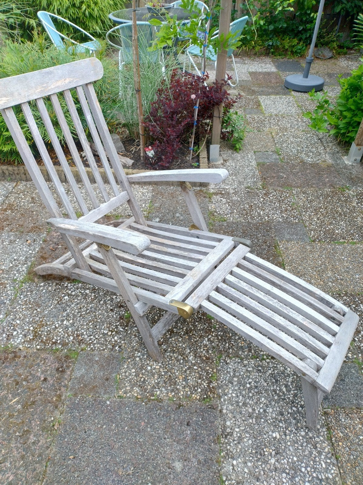 Sunyard Madison Teakhouten Ligstoel - Verstelbaar, Ophalen, Gebruikt, Teakhout, Verstelbaar