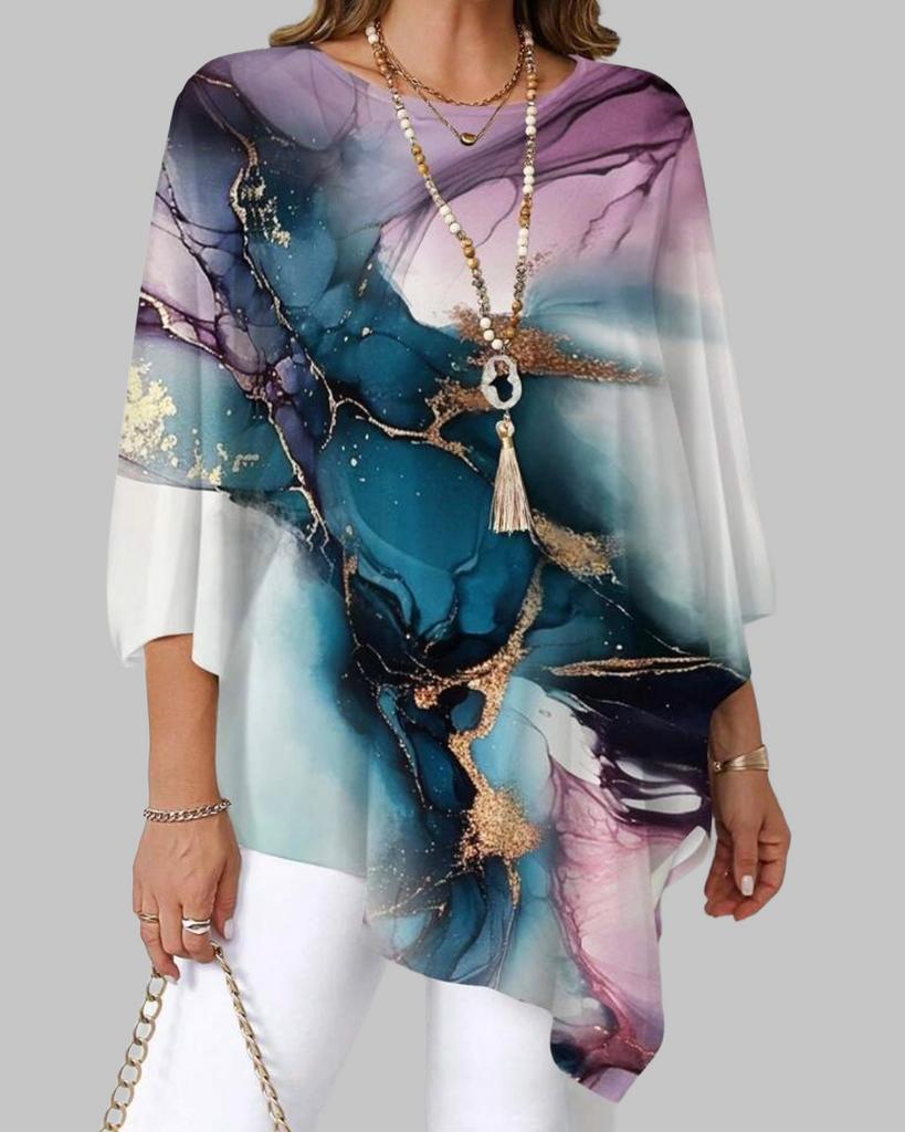 Stijlvolle Marmerprint Tuniek Blouse (44-54), Kleding | Dames, Grote Maten, Verzenden, Nieuw, Overige kleuren, Blouse of Tuniek