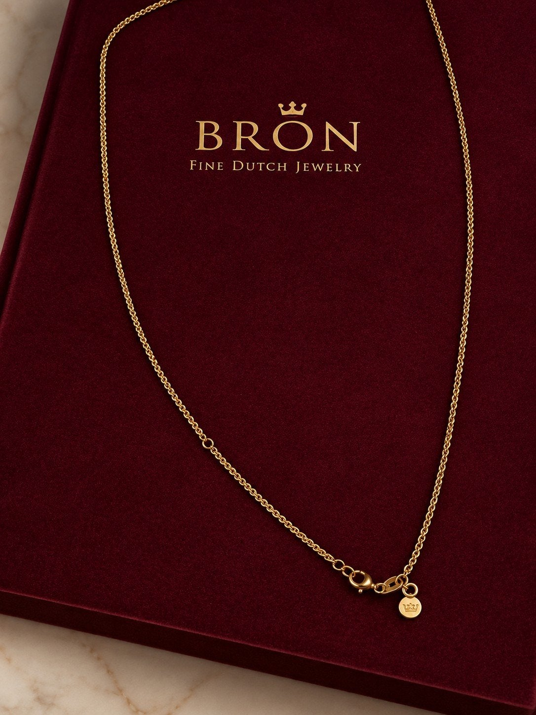 Bron Jewelry Vossenstaart Collier 18K Roségoud 60cm, Verstelbaar, Ophalen of Verzenden, Zo goed als nieuw, Goud