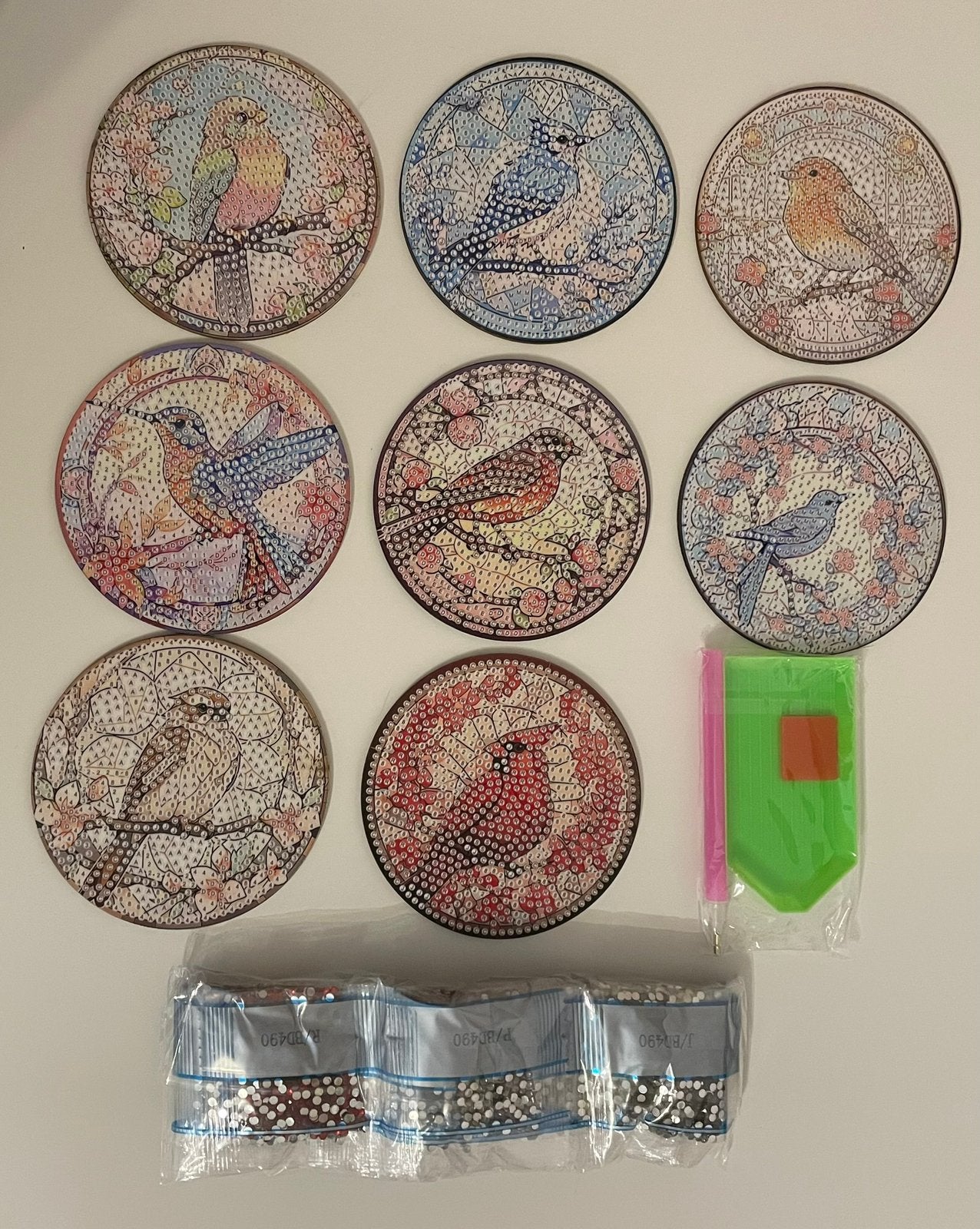 Diamond Painting vogels onderzetters rond Nieuw, Hobby en Vrije tijd, Ophalen of Verzenden, Nieuw, Knutselwerk