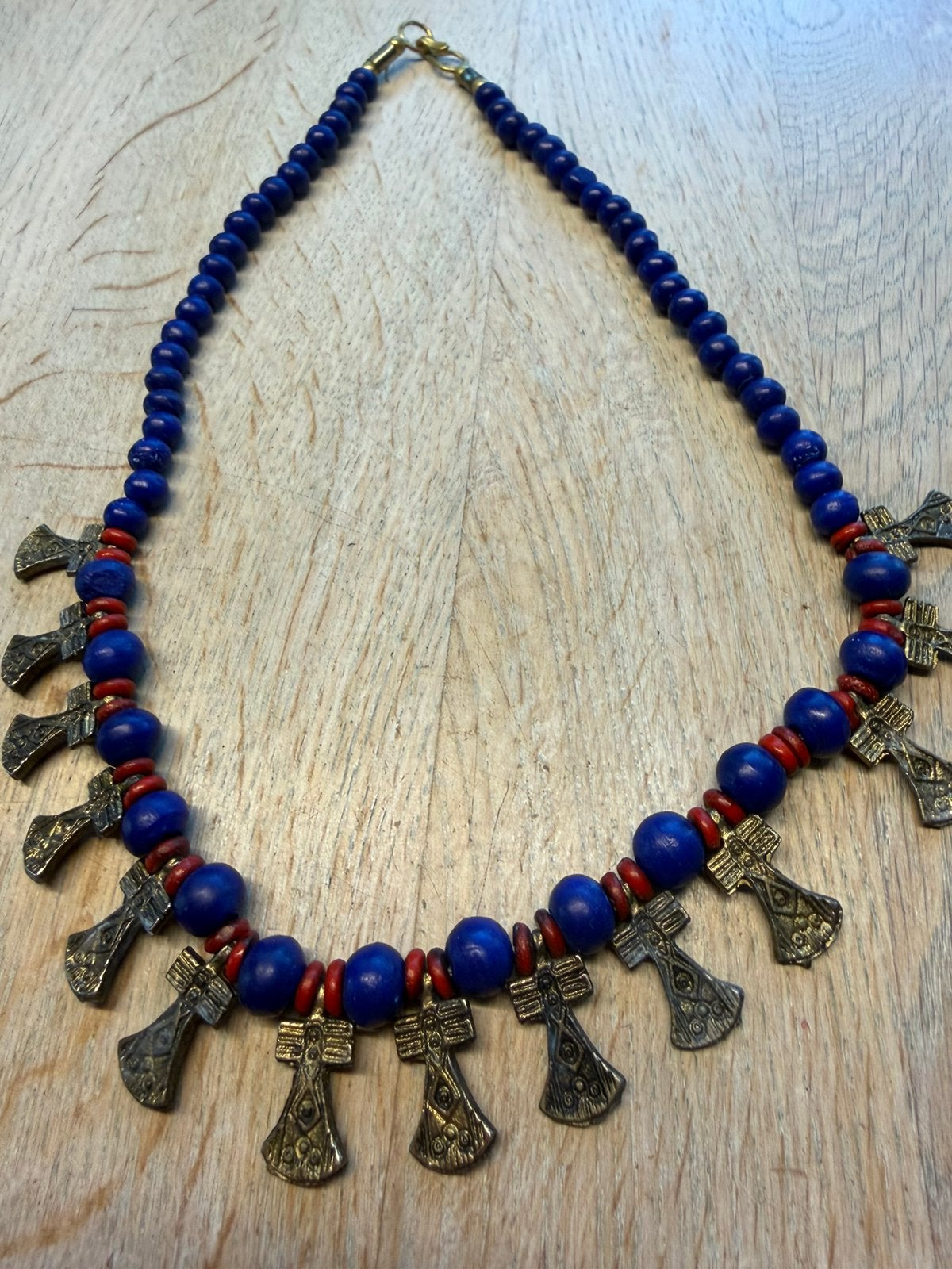 Oude ketting met oa benen kralen, Verzenden, Zo goed als nieuw, Overige materialen