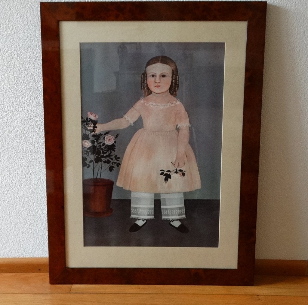 Young Girl with Flowers , Samuel Miller offsetlithografie, Antiek en Kunst, Kunst | Litho's en Zeefdrukken, Ingelijst, Ophalen