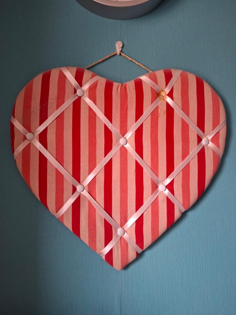 Decoratief Hart met Lintjes - Geen Prikbord, Ophalen, Gebruikt, Roze, Textiel