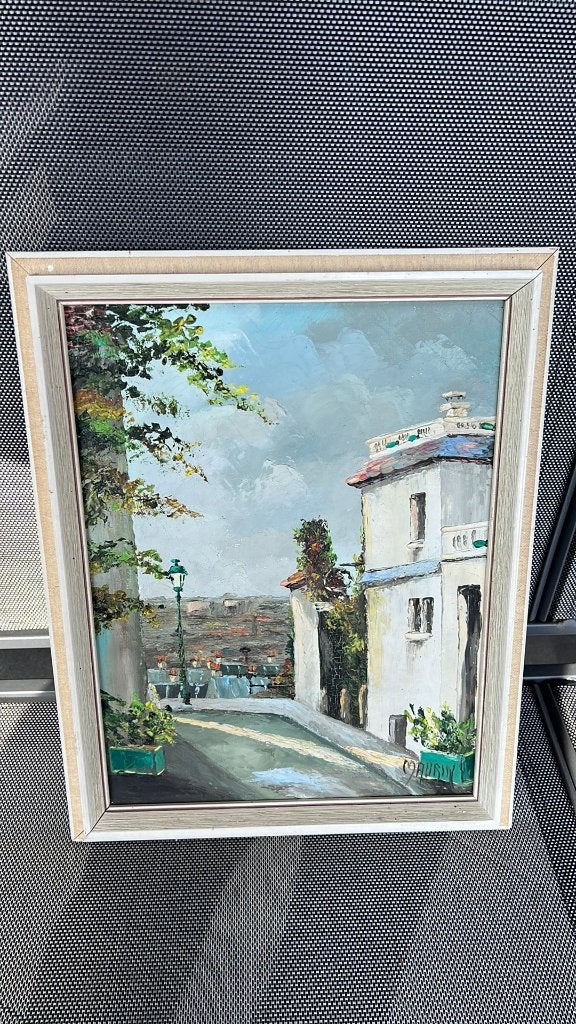 Schilderij Montmartre Parijs 1969 - Gesigneerd Maurin, Doek, Impressionistisch, Ophalen of Verzenden, Olieverf