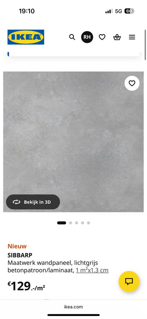 Wandpanelen grijs Ikea, Ophalen, Zo goed als nieuw, Minder dan 5 m², Vloertegels