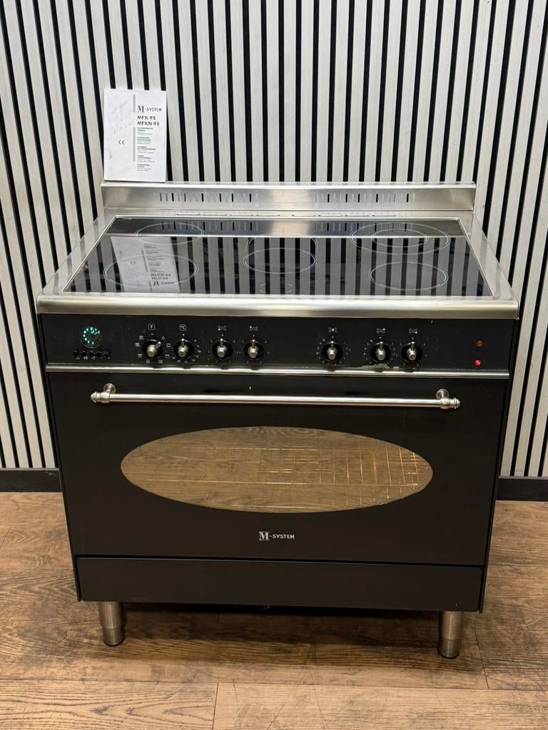 Luxe M-System keramisch Fornuis met 5 zones multi oven 90 cm, Hete lucht, Fornello Esperta, Ophalen of Verzenden, Zo goed als nieuw
