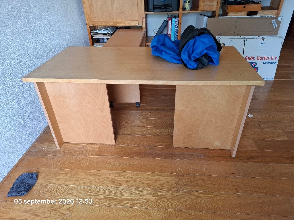 Bureau beuken plaatmateriaal, Huis en Inrichting, Ophalen, Demontabel, 160 cm, Gebruikt
