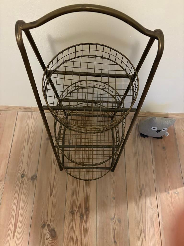 Metalen etagère met 3 manden, Ophalen, Gebruikt, Rond, Metaal