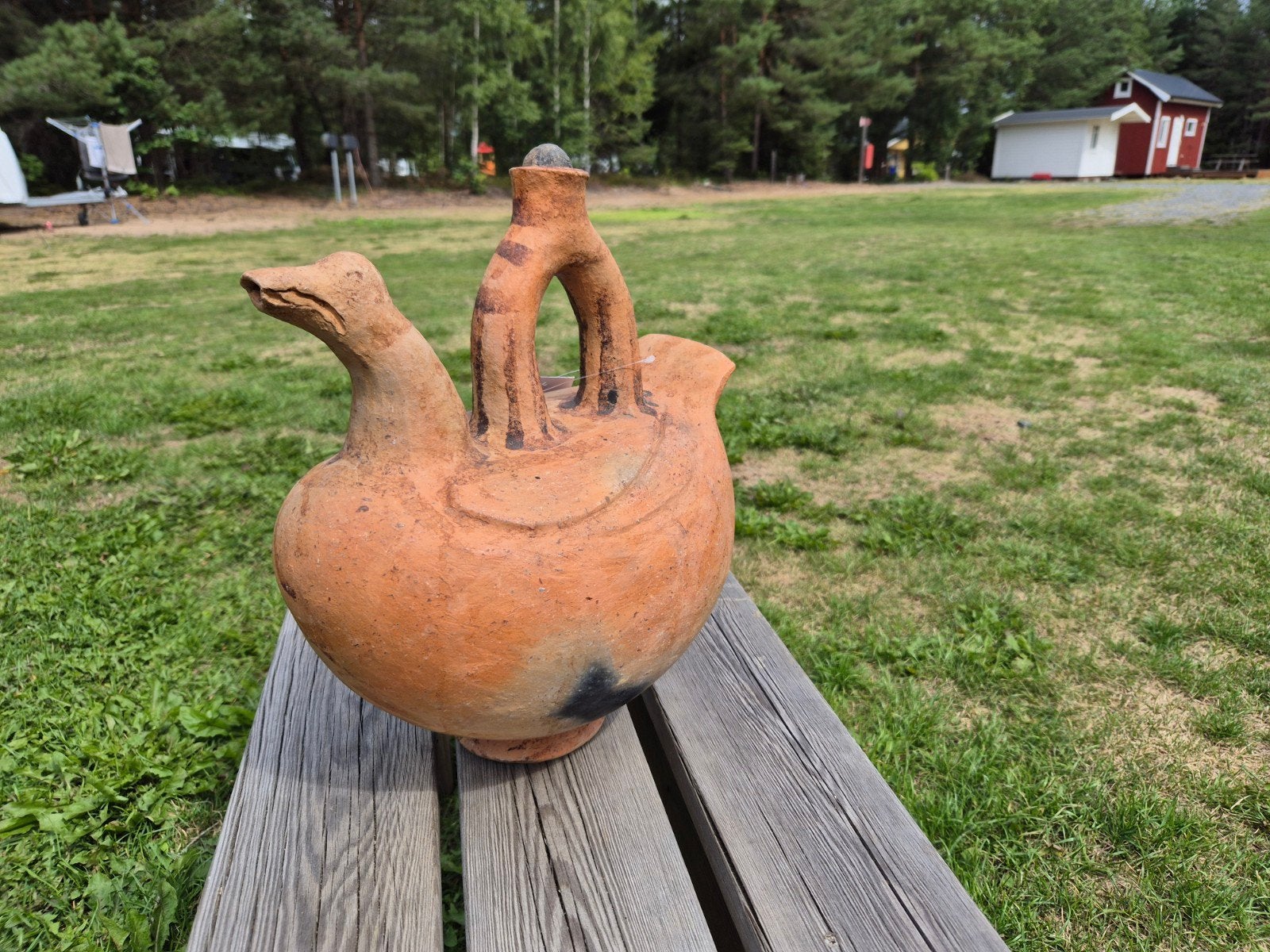 Antieke Terracotta Kruik in de Vorm van een Eend, Ophalen of Verzenden