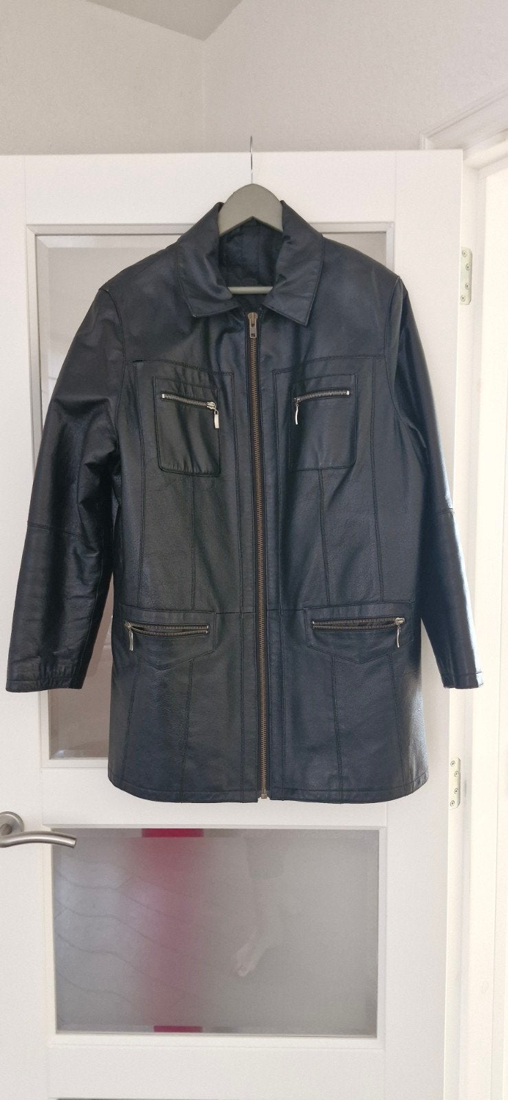 leren dames jas maat 46/48, Ophalen of Verzenden, Gedragen, Maat 46/48 (XL) of groter, Zwart