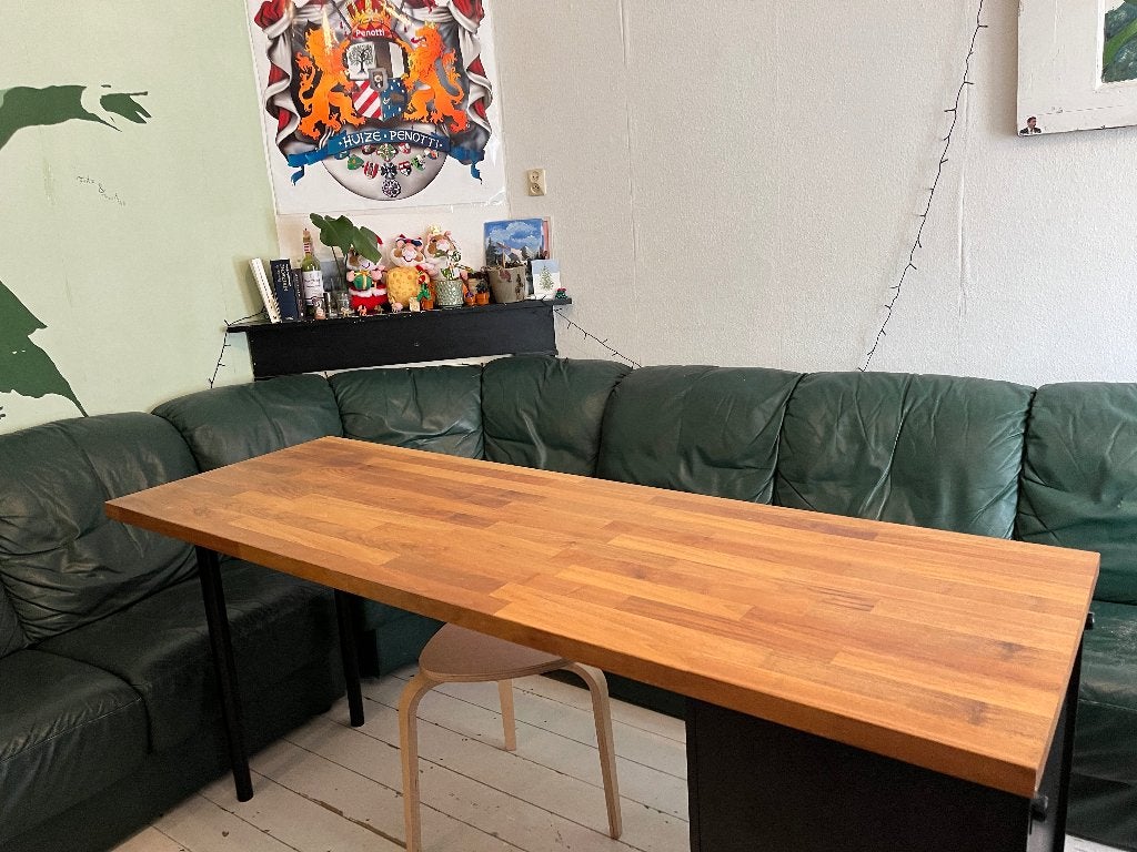 IKEA bureauset: KARLBY 186cm + OLOV poten + BESTÅ kast, Ophalen, 64 cm, Scandinavisch, Hout