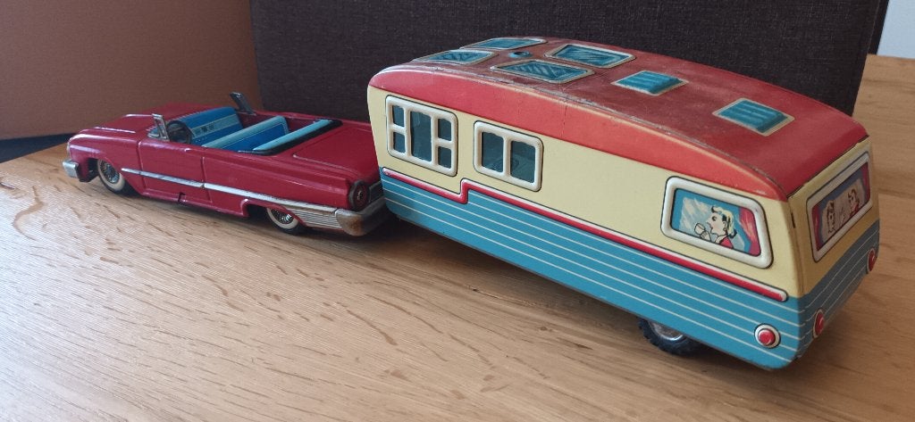 Haji cabrio met caravan, zeer fraai en mooi span VRIJ UNIEK, Antiek en Kunst, Ophalen of Verzenden