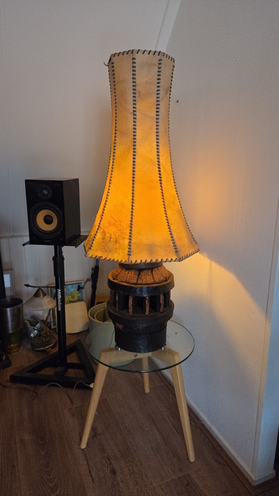 Vintage vloerlamp met lederen kap, Ophalen