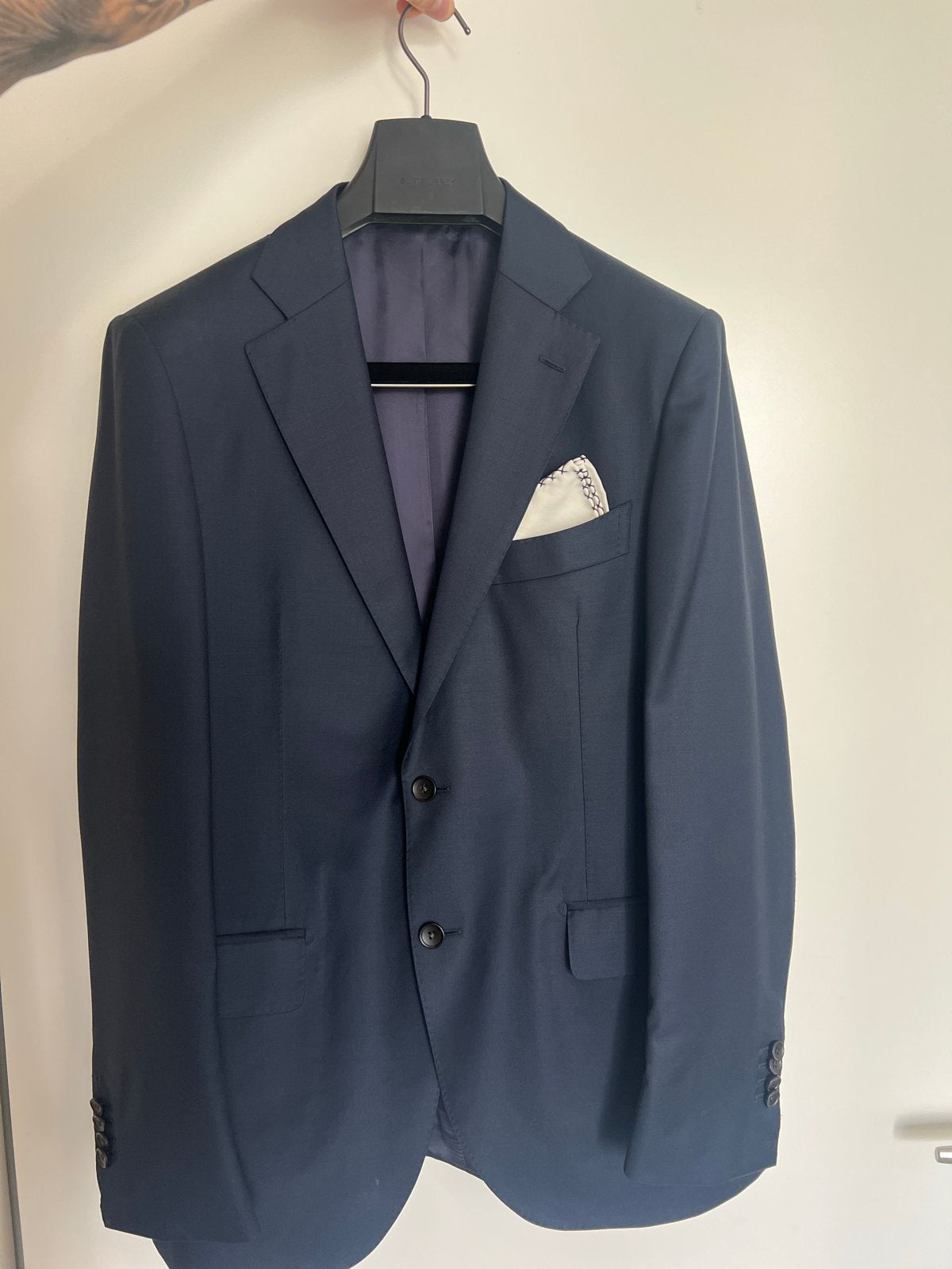 Suitsupply 2-delig pak - Donkerblauw, Pure Wool S110, Ophalen, Zo goed als nieuw, Maat 48/50 (M), Blauw