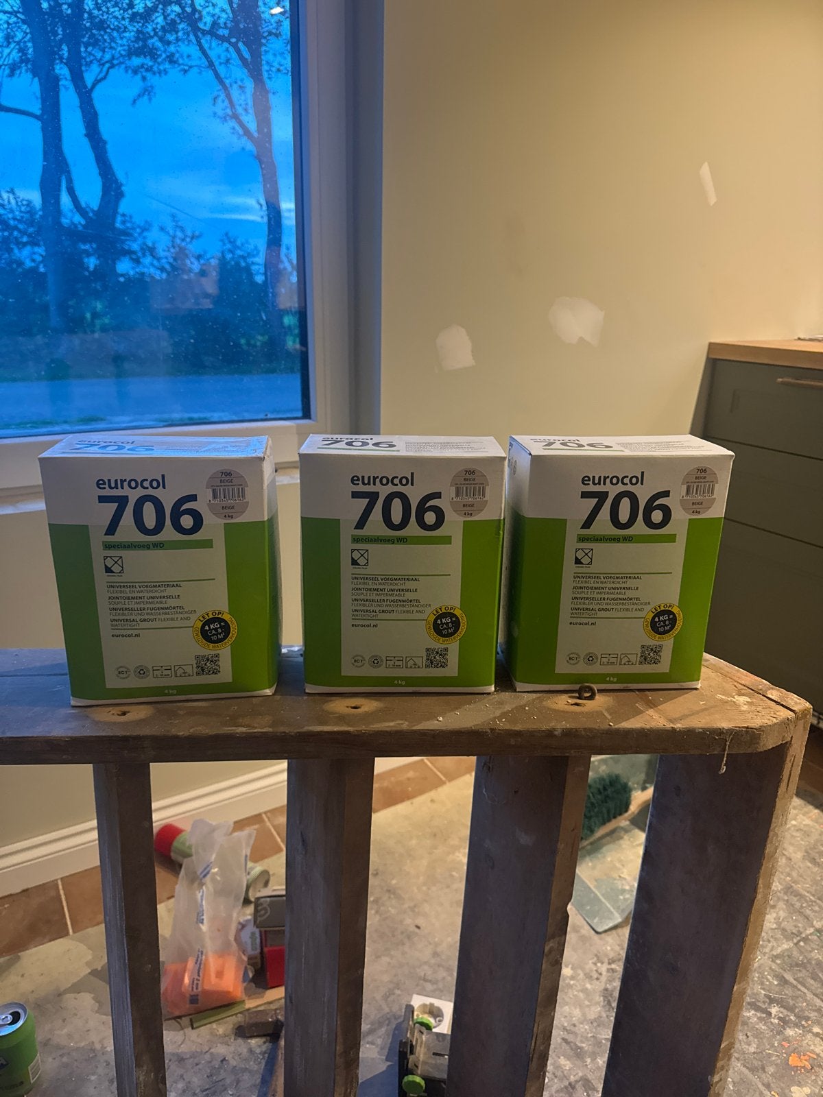 Eurocol 706 Voegmortel Beige 4kg - 3 stuks, Minder dan 5 liter, Ophalen of Verzenden, Nieuw, Beige