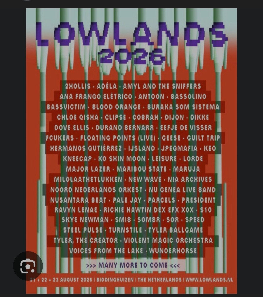 Lowlands camping + Stroom te koop, Ophalen of Verzenden