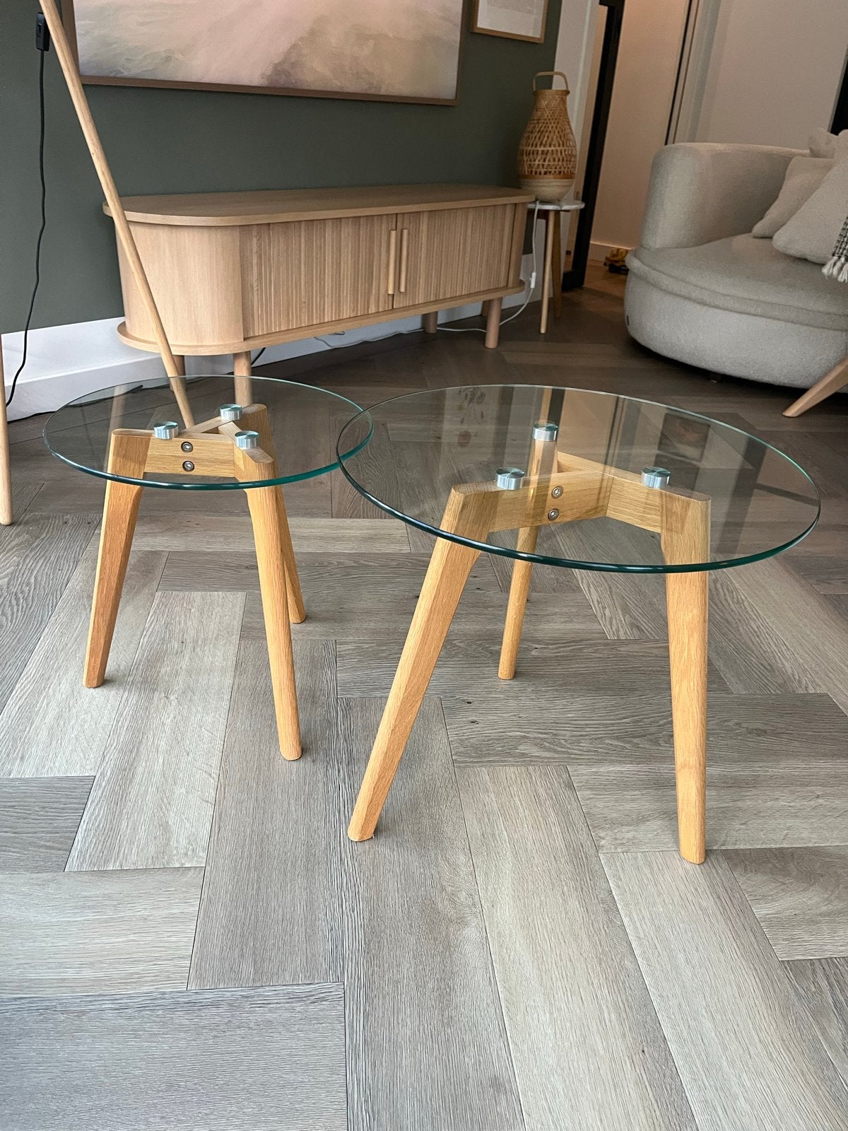 Vestbjerg Klara bijzettafels set van 2, Minder dan 55 cm, Rond, Scandinavisch, Ophalen