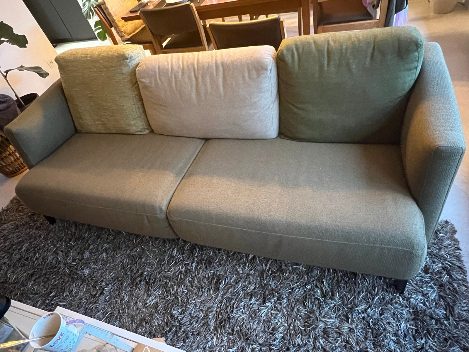 Groene Pode zetel - 220cm breed - Comfortabel, Ophalen, 75 tot 100 cm, Driepersoons, 200 tot 250 cm