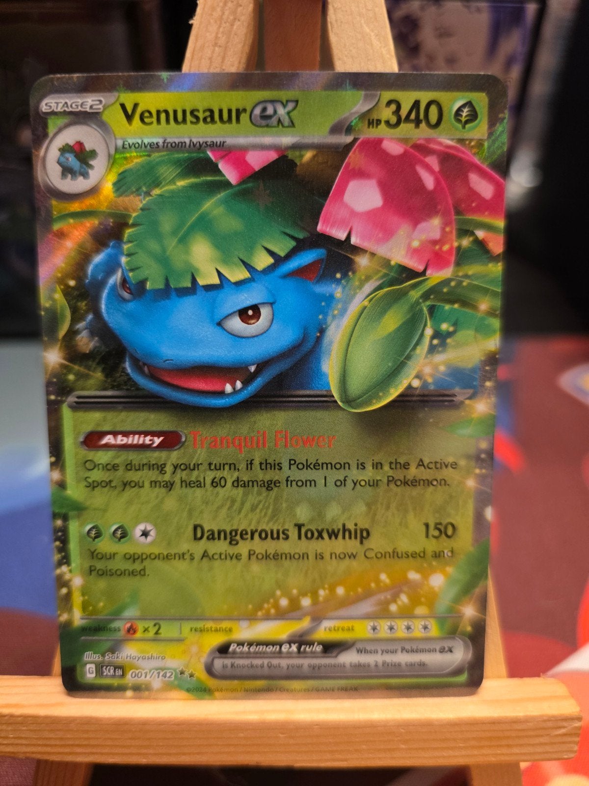 Pokemon Stellar Crown Venusaur EX 001/142, Verzenden, Zo goed als nieuw, Losse kaart, Foil