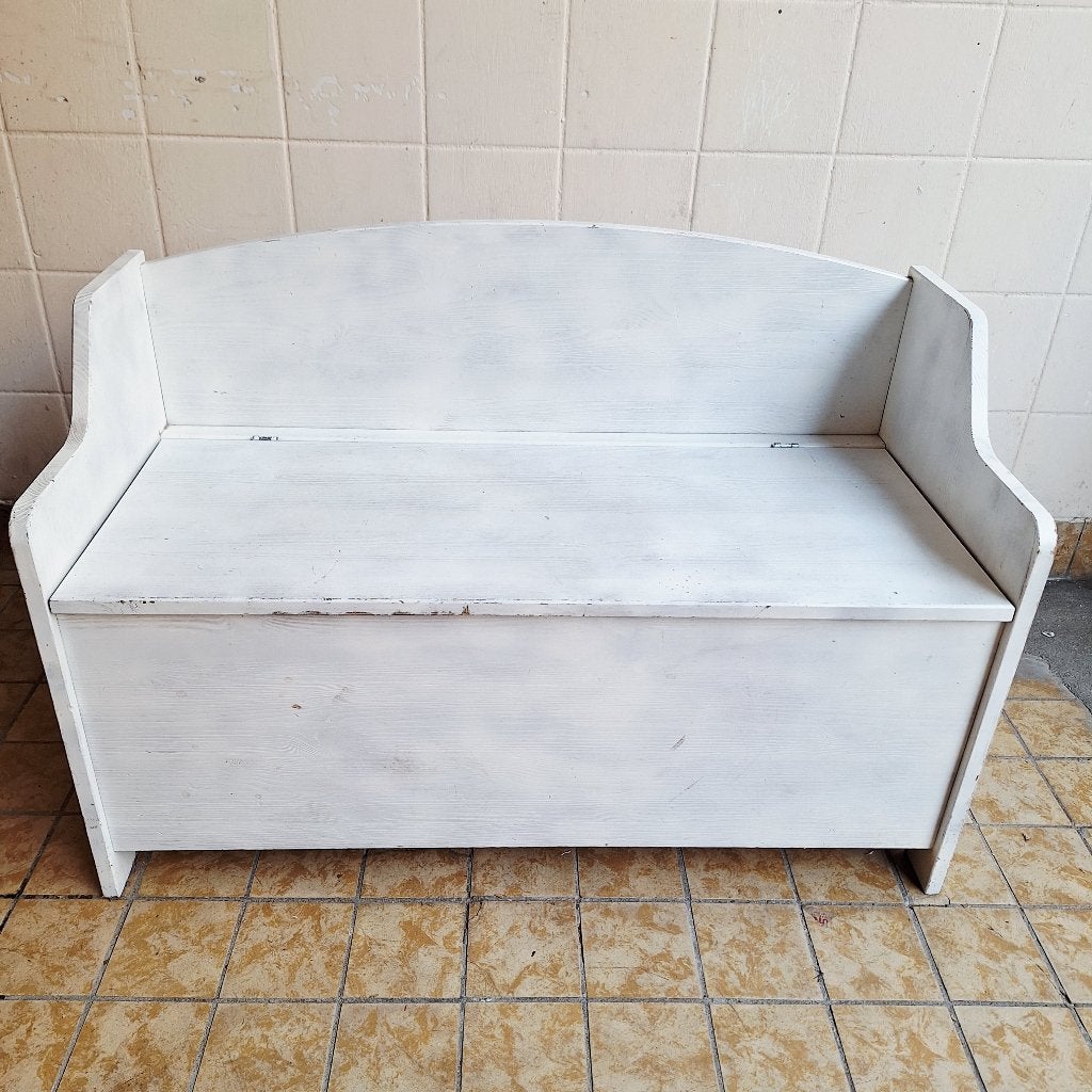 Wit Houten Klepbankje / Bankje voor Kinderen / Opbergruimte, Kinderen en Baby's, Kinderkamer | Tafels en Stoelen, Ophalen, Gebruikt