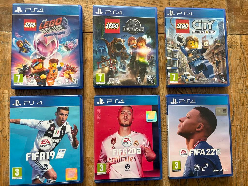 PS4 games: FIFA 19, 20, 22, Lego Movie, Undercover, Jurassic, Gebruikt, 1 speler, Eén computer, Ophalen of Verzenden