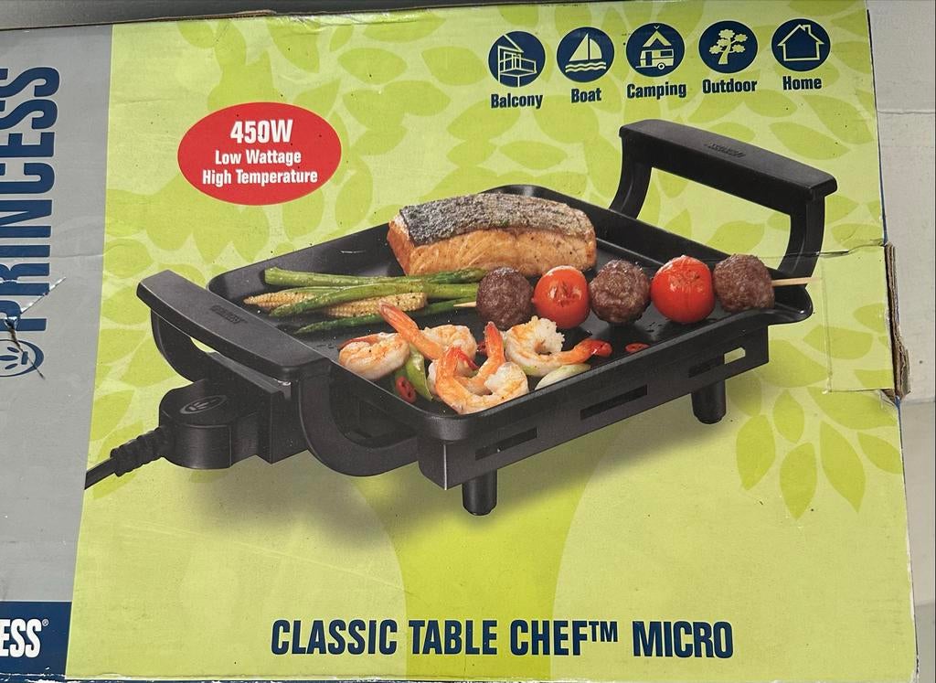 Princess Classic Table Chef Micro Grillplaat 450W, Ophalen of Verzenden, Nieuw, Tafelgrill