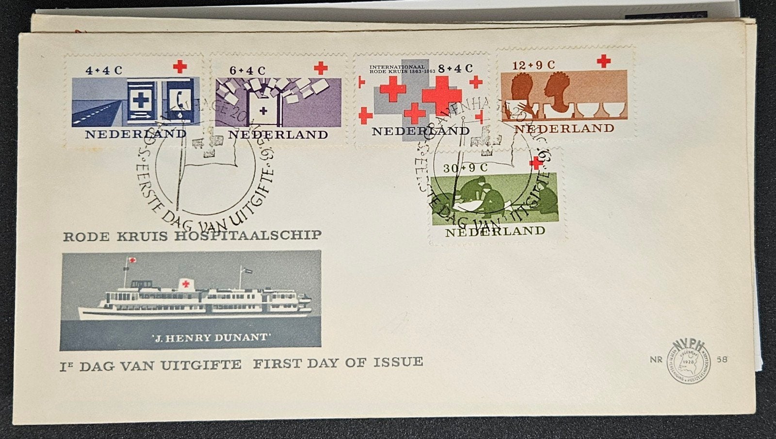 FDC Nederland 1963 Rode Kruis 'J. Henry Dunant' NVPH 58, Verzenden, Onbeschreven, Nederland