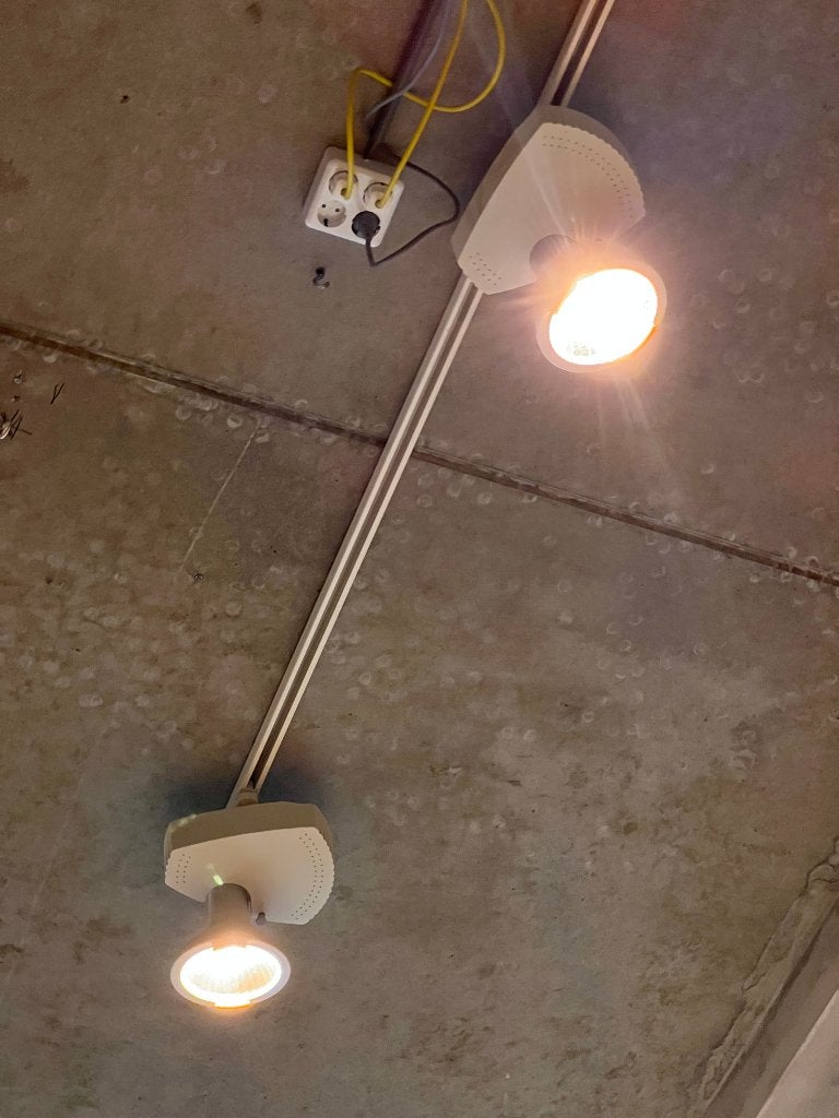 Drie Spots met Rail verlichting, Ophalen, Gebruikt, Metaal of Aluminium