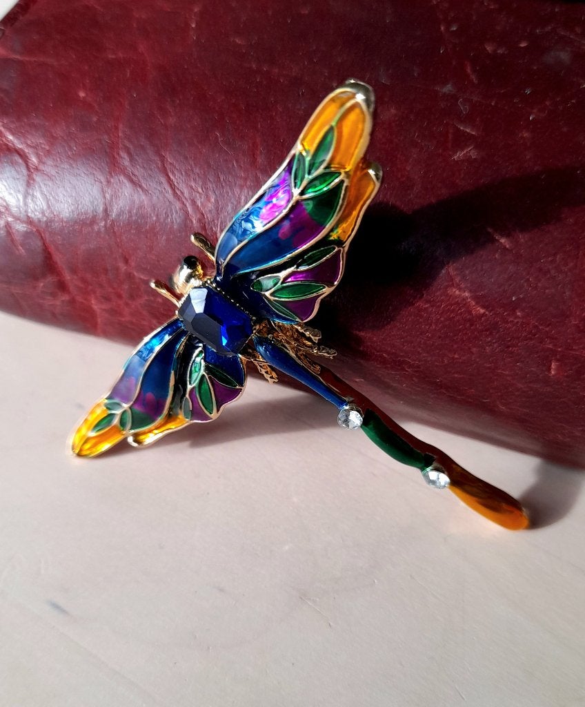 Mooie Art Deco stijl broche libelle met mooie strass, Sieraden, Tassen en Uiterlijk, Overige materialen, 4 tot 7 cm, Overige kleuren
