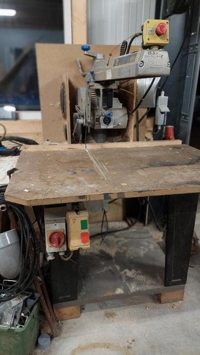 afkortzaag radiaalzaag, Doe-het-zelf en Verbouw, Gereedschap | Zaagmachines, Gebruikt, 70 mm of meer, Ophalen of Verzenden, Afkortzaag