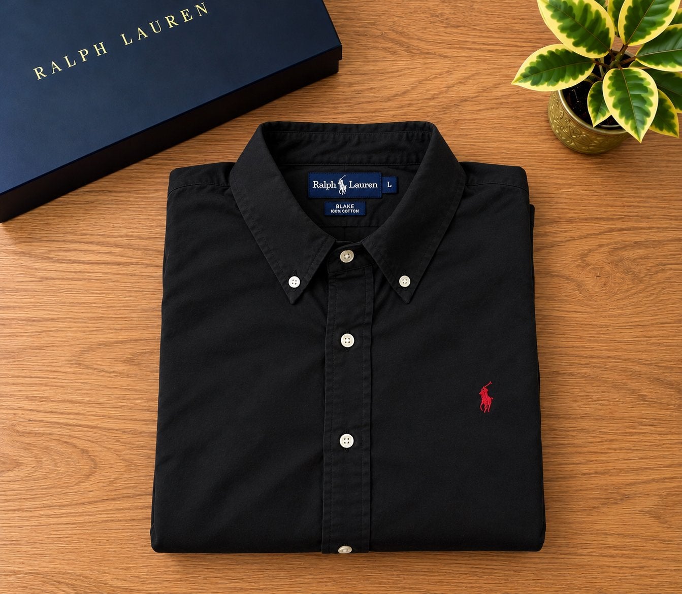 Ralph Lauren overhemd heren zwart maat L, Ophalen of Verzenden, Zo goed als nieuw, Zwart, Halswijdte 41/42 (L)