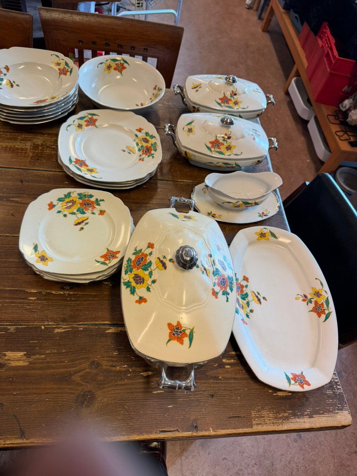 Vintage Servies: Diepe Borden, Schalen en Juskom, Ophalen, Gebruikt, Overige merken, Vintage
