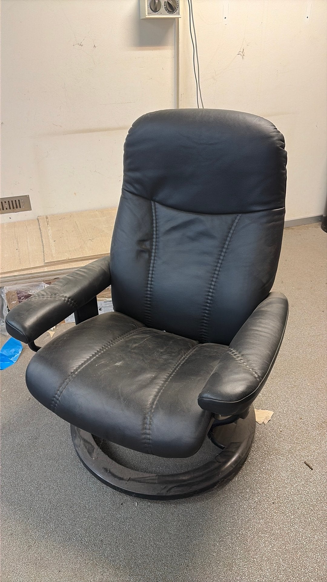 Gratis lederen relax fauteuil, Ophalen, Gebruikt, 75 tot 100 cm, 50 tot 75 cm