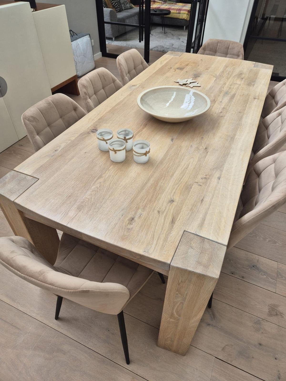 Stijlvolle licht eiken eettafel 210cm (Goossens), Ophalen