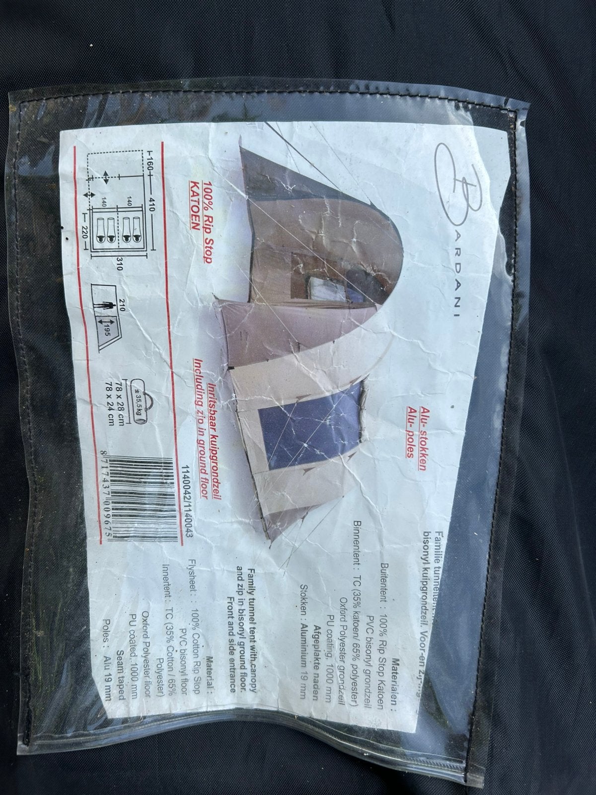 Tent Bardani Mazara 310, Ophalen, Gebruikt, Tot en met 4