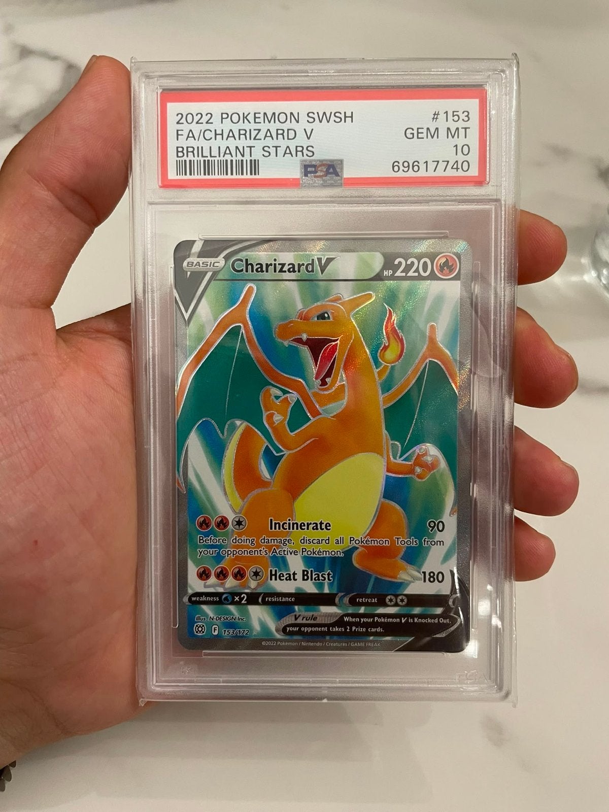 PSA 10 Charizard V Brilliant Stars Pokémon Kaart, Ophalen of Verzenden, Nieuw, Losse kaart