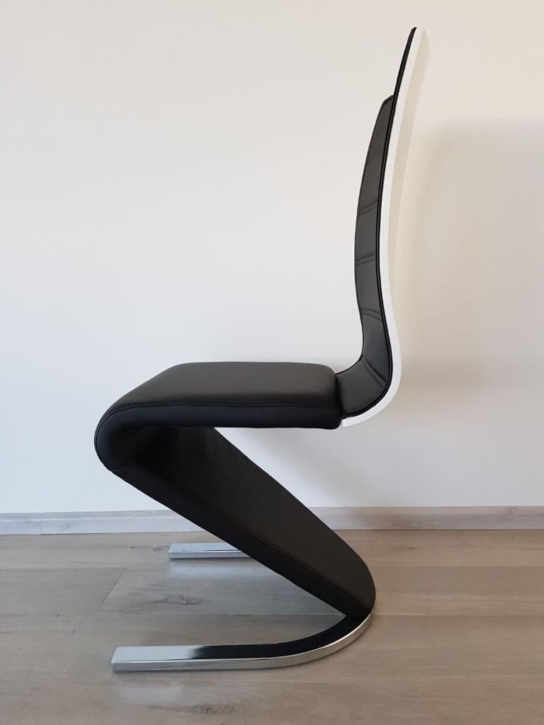 Luxe design eetkamerstoelen Zwart/ Hoogglans wit NIEUW OP=OP, Huis en Inrichting, Stoelen, Zwart, Nieuw, Ophalen of Verzenden