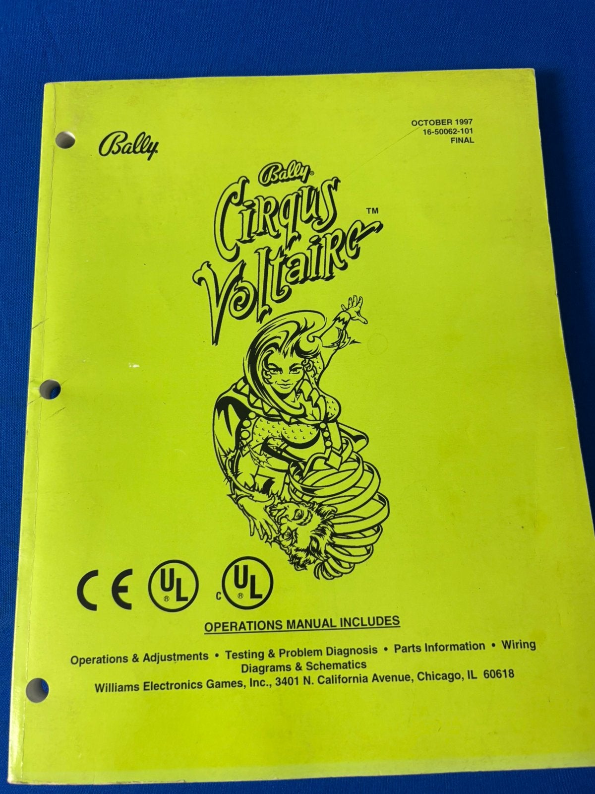 Cirqus Voltaire Manual, Verzamelen, Bally, Onderdeel of Defecte kast, Ophalen of Verzenden, Zo goed als nieuw