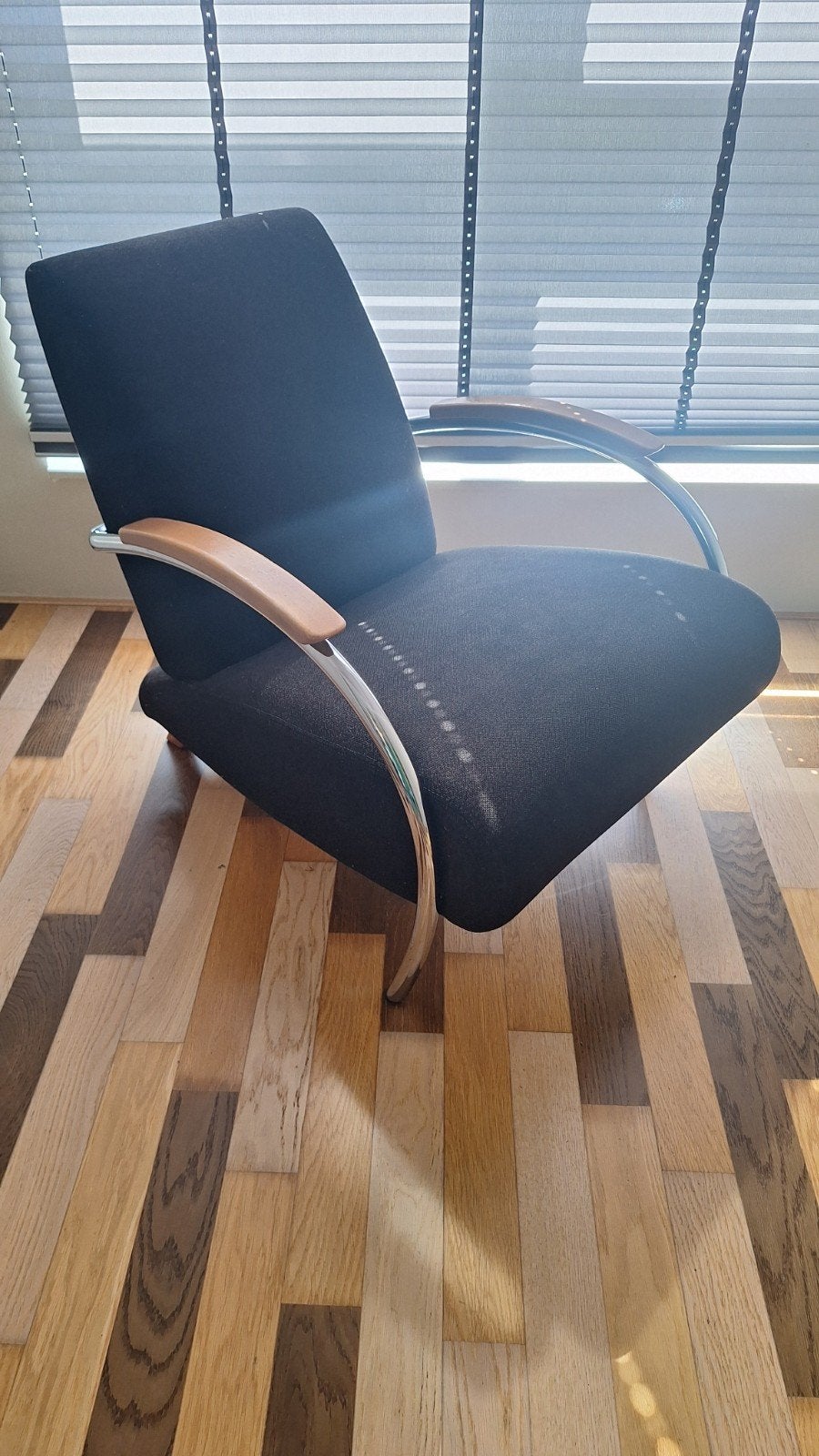 Gelderland Model 5470 Fauteuil - Chroom/Kersenhout, Ophalen, Gebruikt, Bruin, Eén