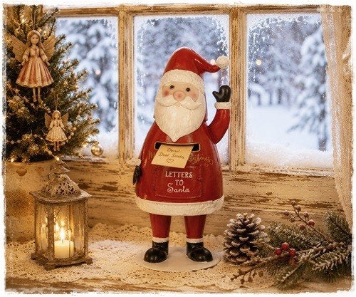 kerstman brievenbus van metaal, 35 cm. groot x 16 cm. diep, Nieuw, Clayre en eef, Ophalen of Verzenden, Clayre en eef