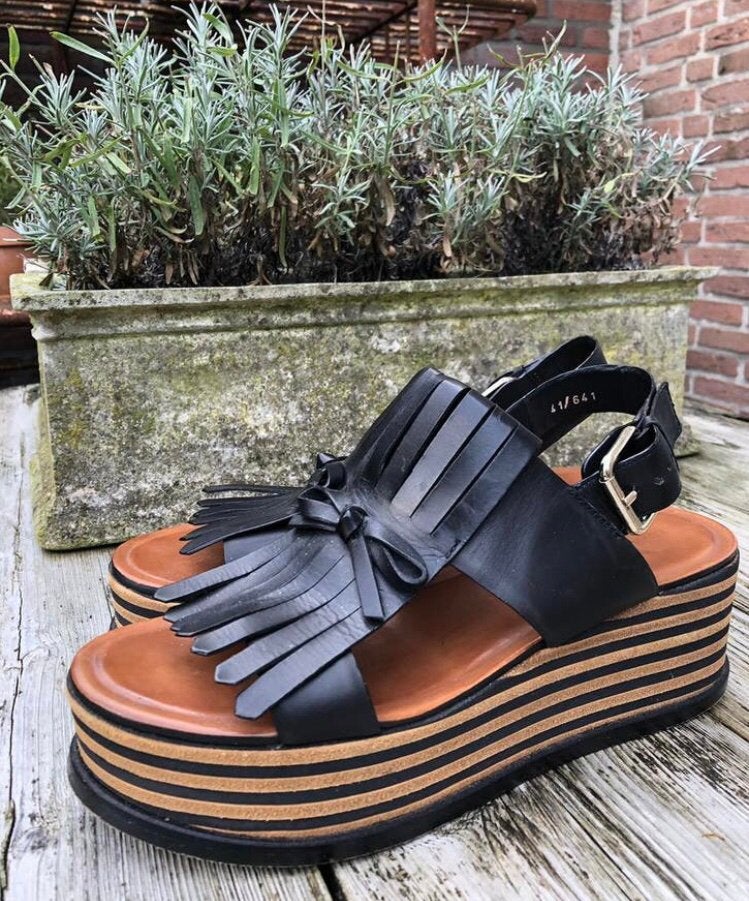 Geweldige Elvio Zanon Ital. Design plateau SCHOENEN Mt 41, Verzenden, Zwart, Sandalen of Muiltjes, Zo goed als nieuw