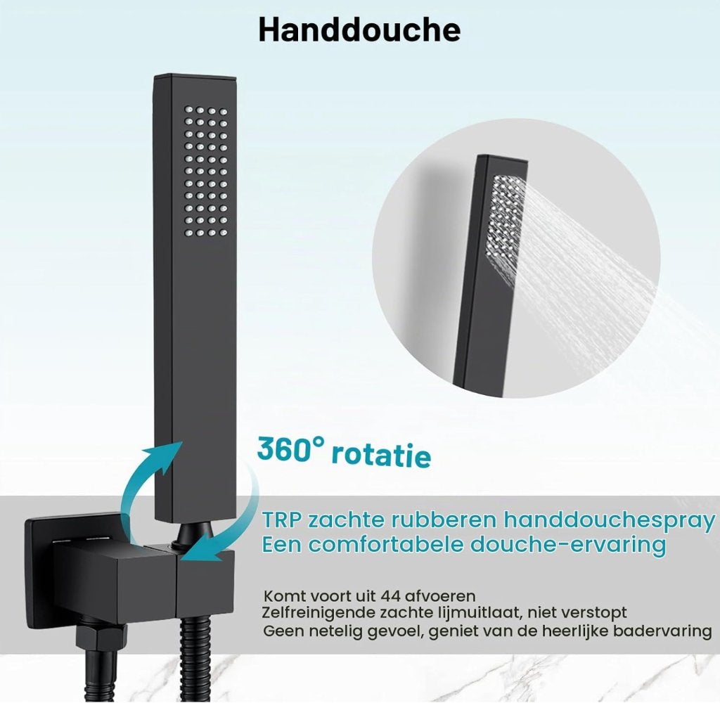 Namuoto Zwarte Inbouw Regendouche – Complete Doucheset, Doe-het-zelf en Verbouw, Ophalen of Verzenden, Nieuw, Douche